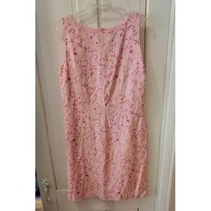 Jessica Howard Petite Pink Floral Embroidered Linen Blend Sheath Dress 14P